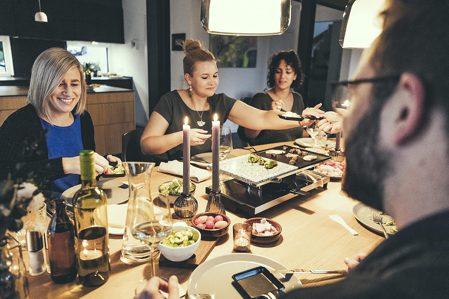 SEVERIN - Gril raclette 1500W, pierre cuisson, 8 poêlons, RG 2373