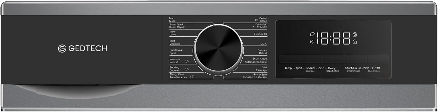 GEDTECH - Lave-linge frontal 9 kg - 1400 tr/min - 16 programmes - GLL91400DG