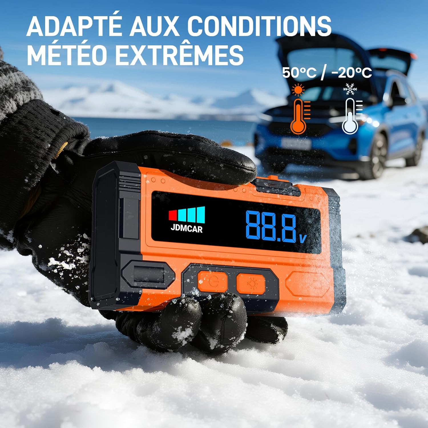 JDMCAR - Booster Batterie Série 7000A, 14.8V, LED, 9L Essence, 8.5L Diesel