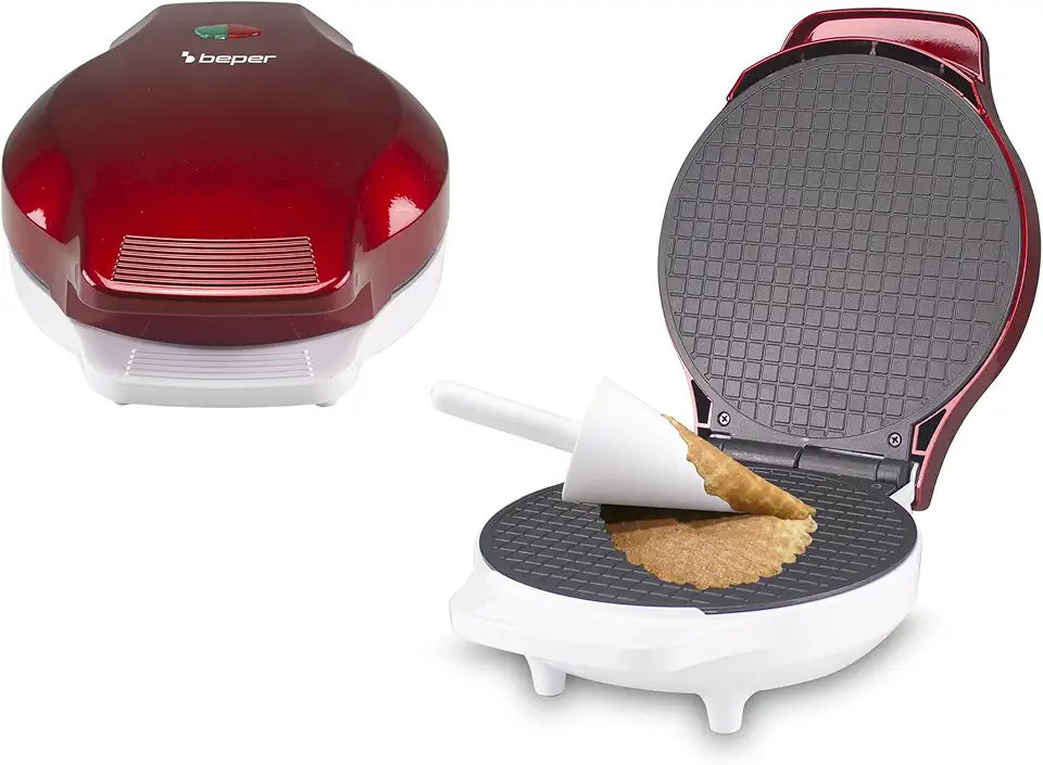 BEPER - gaufrier série P101CUD002 - 18 cm - 1000W, poignée isolante, accessoires inclus P101CUD002