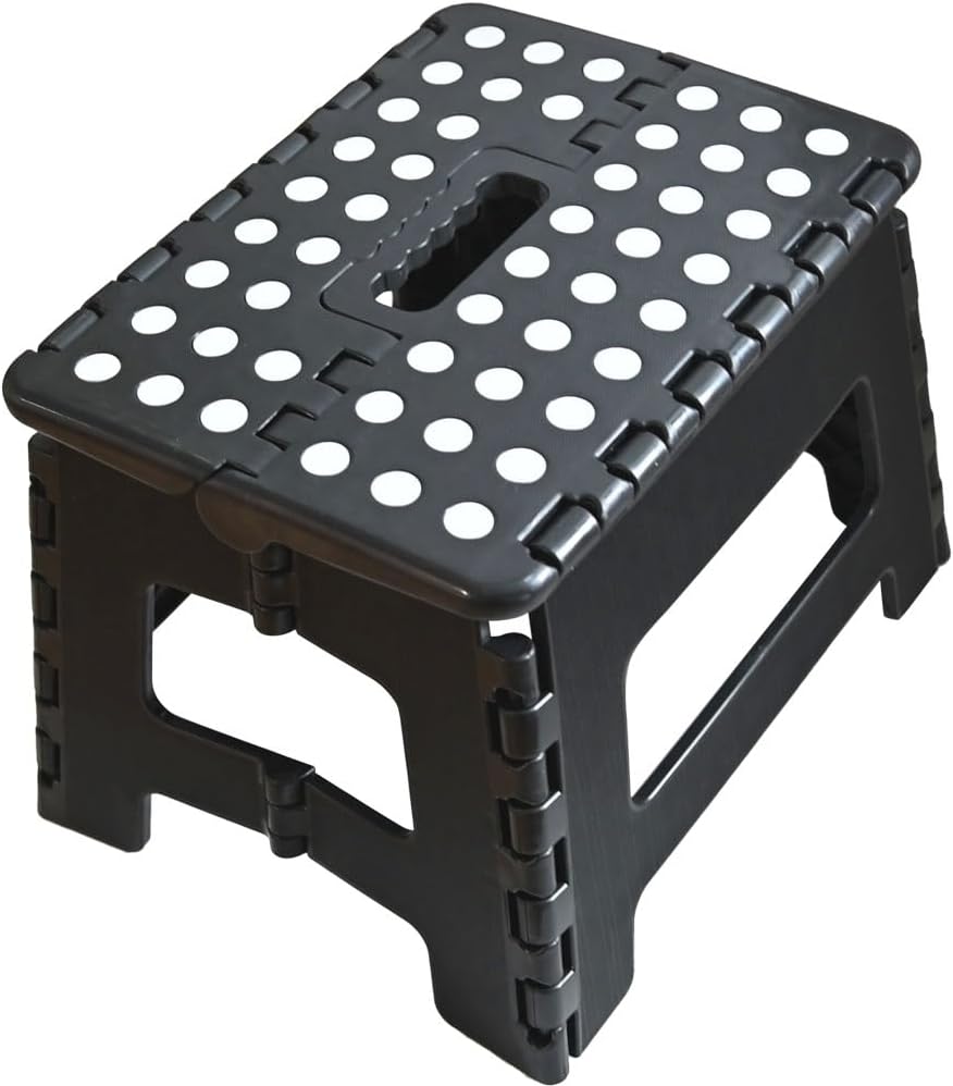 Armo - Tabouret pliant compact - poignée de transport, 150kg max, noir