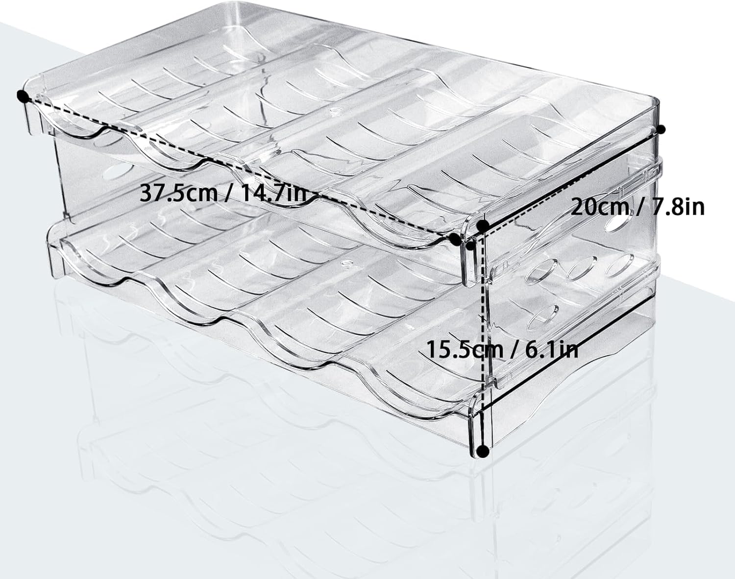 Range-bouteilles empilable plastique, 2 pièces, 8 bouteilles, cuisine, 32x14x10 cm