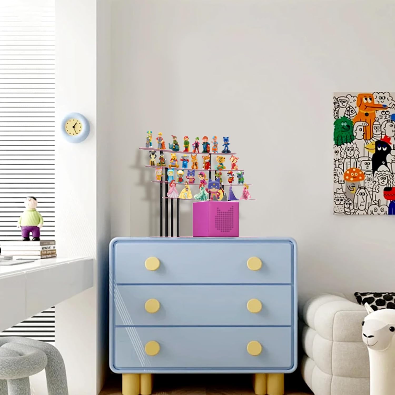Étagère pour Tonie - présentoir métal, rangement 30-40 figurines, déco chambre enfant, coloris rose