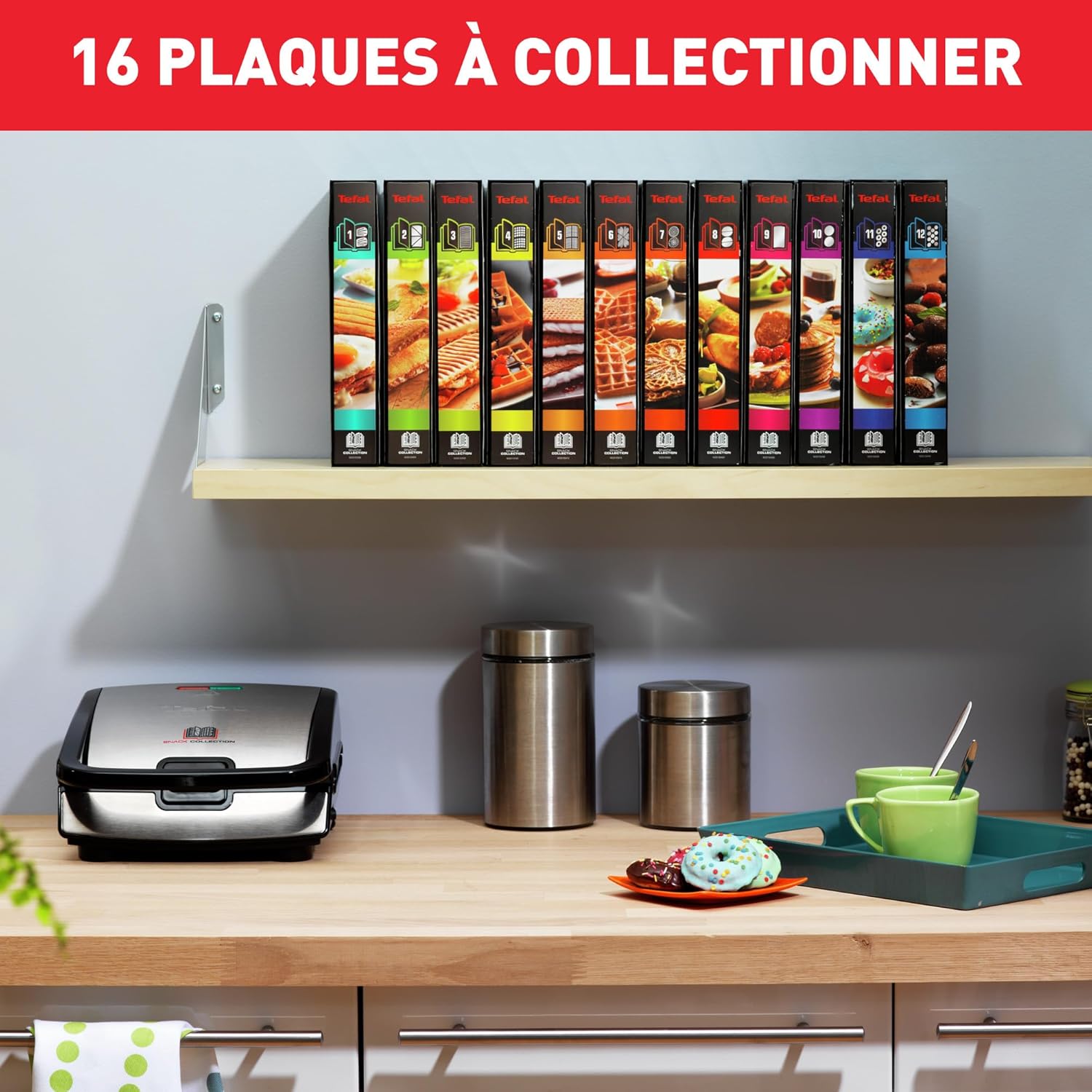 Tefal - Snack Collection - plaques amovibles, 4 coffrets, antiadhésif, facile à ranger - SW854D16