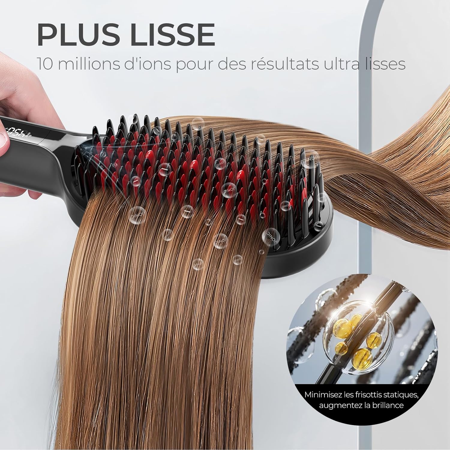 TYMO - Ionic Plus - Brosse lissante, 16 températures, LCD, anti-brûlure