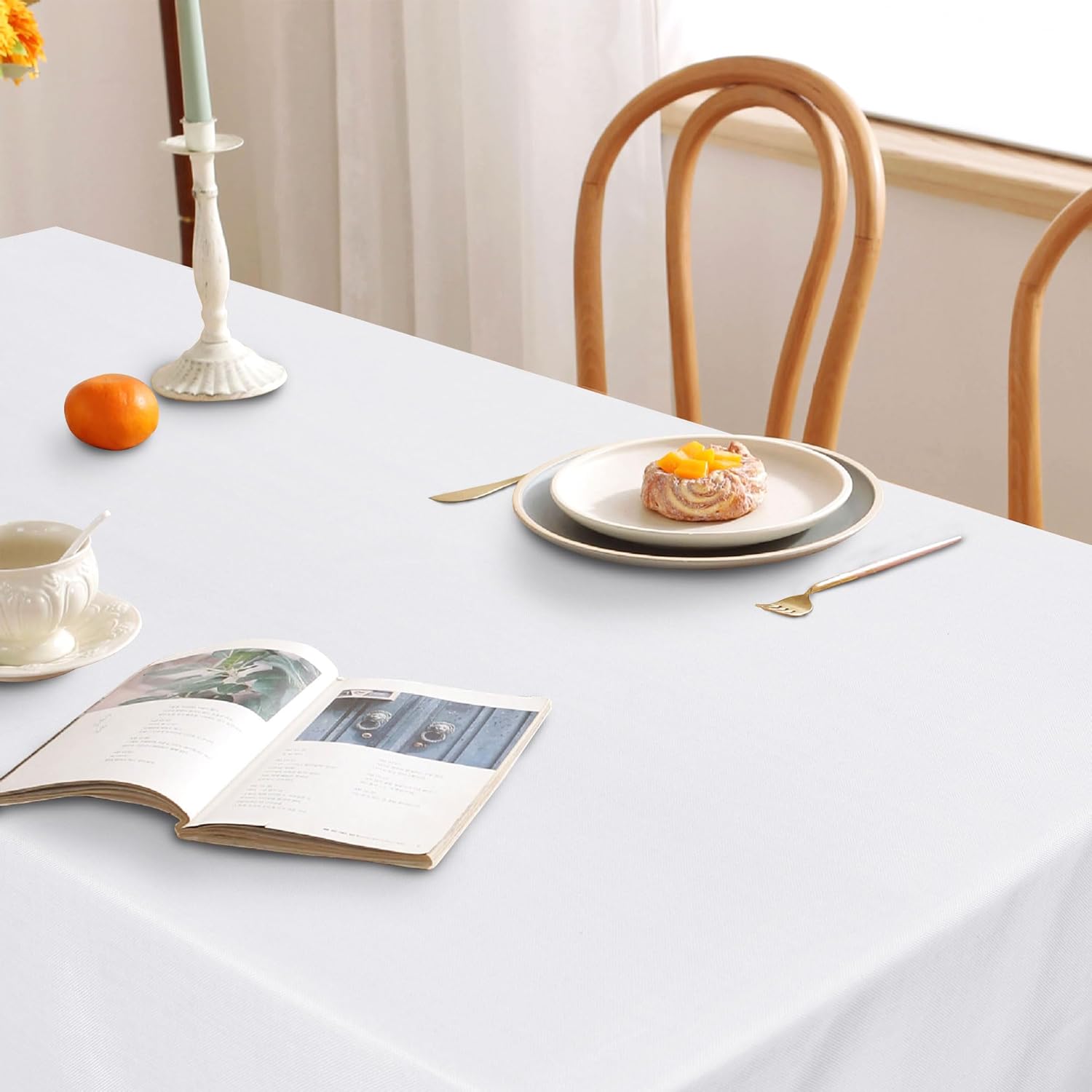 DWCN - Nappe Aspect Lin 135x200cm - Lavable Imperméable Anti-Tache