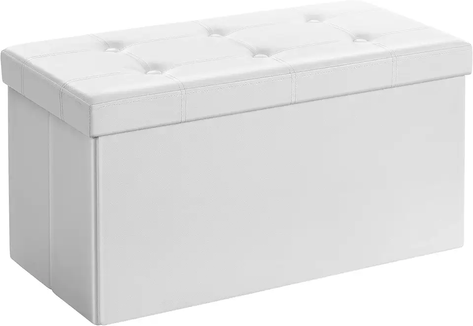 SONGMICS - banc pliable blanc - 76x38x38cm, PVC, 80L, 300kg - LSF106