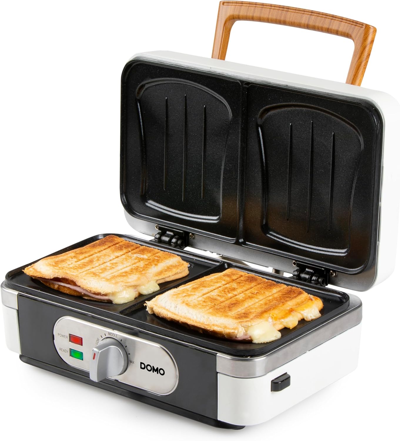 DOMO - Snackmaker 3 en 1, plaques interchangeables, 1100W, blanc, DO9277C