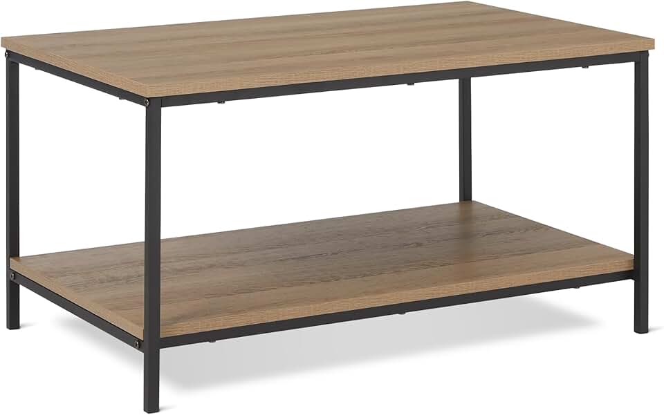 maxxidealz Basics - table basse moderne avec étagère, 50,5x80x42cm, chêne