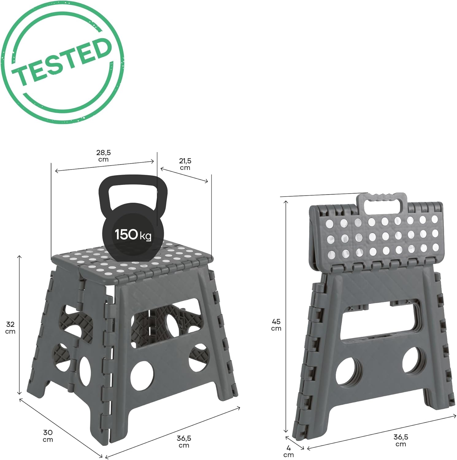 Arregui - Tabouret pliant multiusage - 32 cm - marchepied pliable TB-032-G