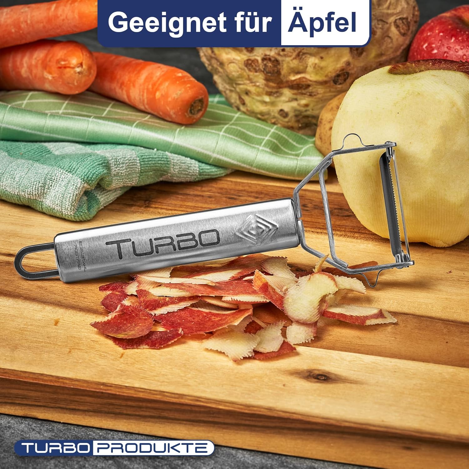 TURBO PRODUKTE - éplucheur inox 3en1 - lame pendulaire, ambidextre