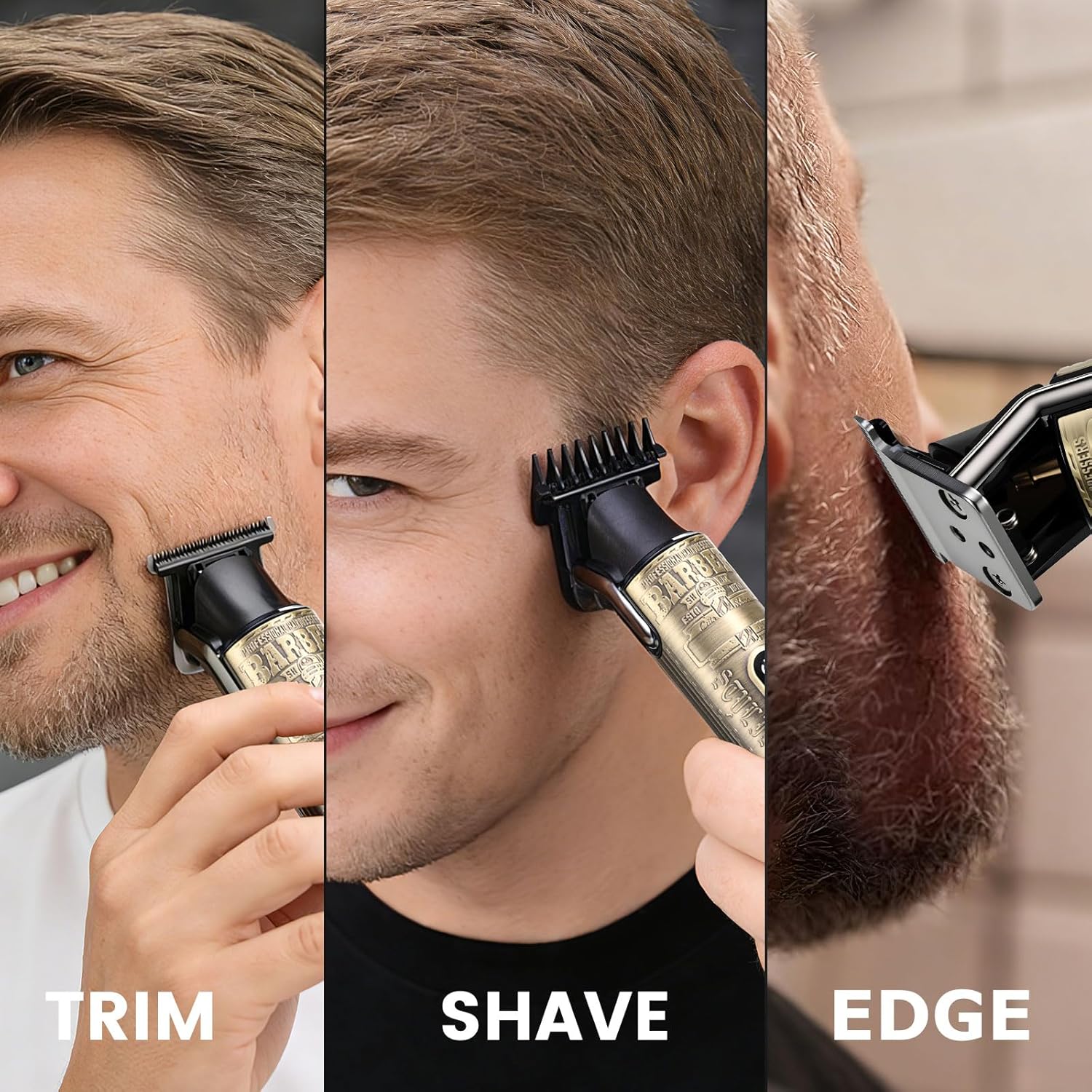 Tondeuse barbe homme - professionnelle - Charge USB Type C - 4 sabots magnétiques, IPX6, usage sec/humide