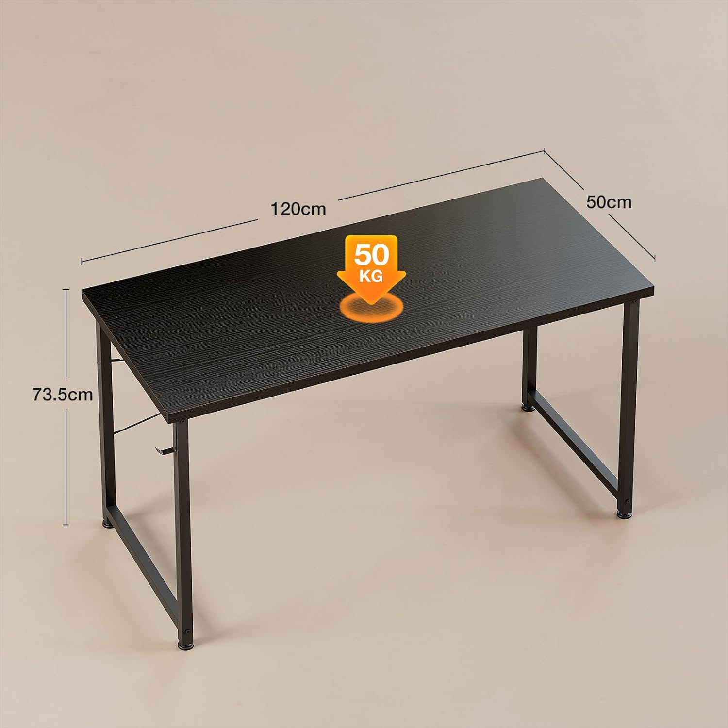 ODK - bureau informatique - 120x48cm - table d’étude, noire
