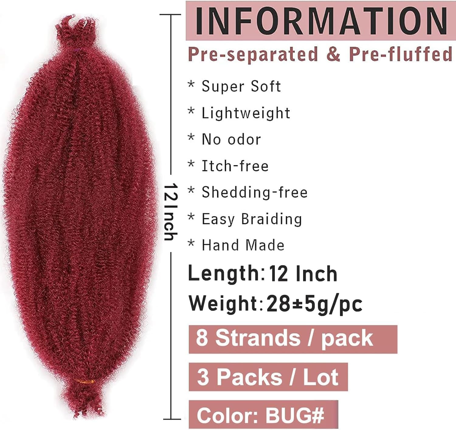Xtrend - extensions crochet afro torsadées 50cm synthétiques - 8 mèches - BUG#
