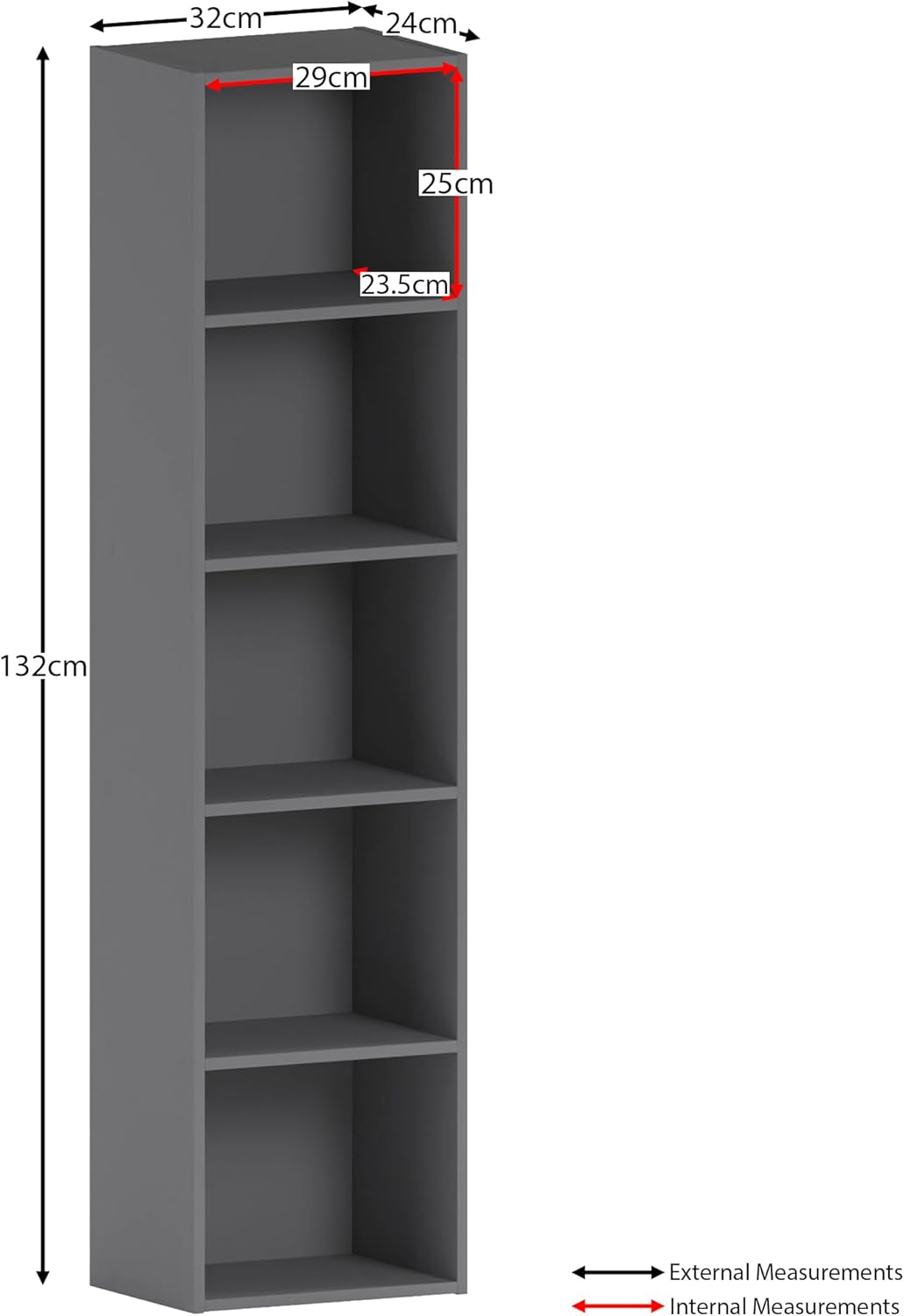 Vida Designs - Oxford cube 5 étages bois gris - bibliothèque compacte