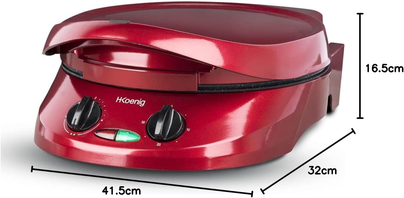 H.Koenig - Tart Maker TRT180 - 9 moules - multifonction, thermostat réglable, plaques grill, ouverture 105-180° - TRT180