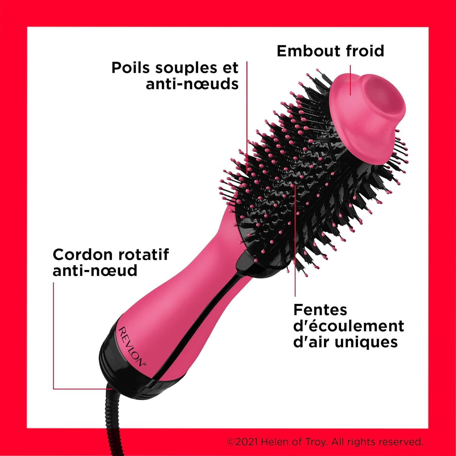 Revlon - Sèche-cheveux Salon One-Step, rose, ionique céramique, cheveux longs, RVDR5222PE