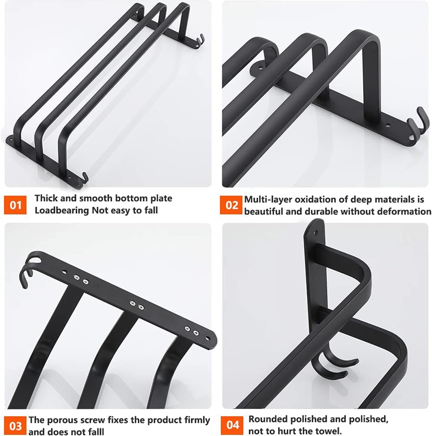 Porte-serviette salle de bain - mural ou sur pied 60 cm - sans perçage