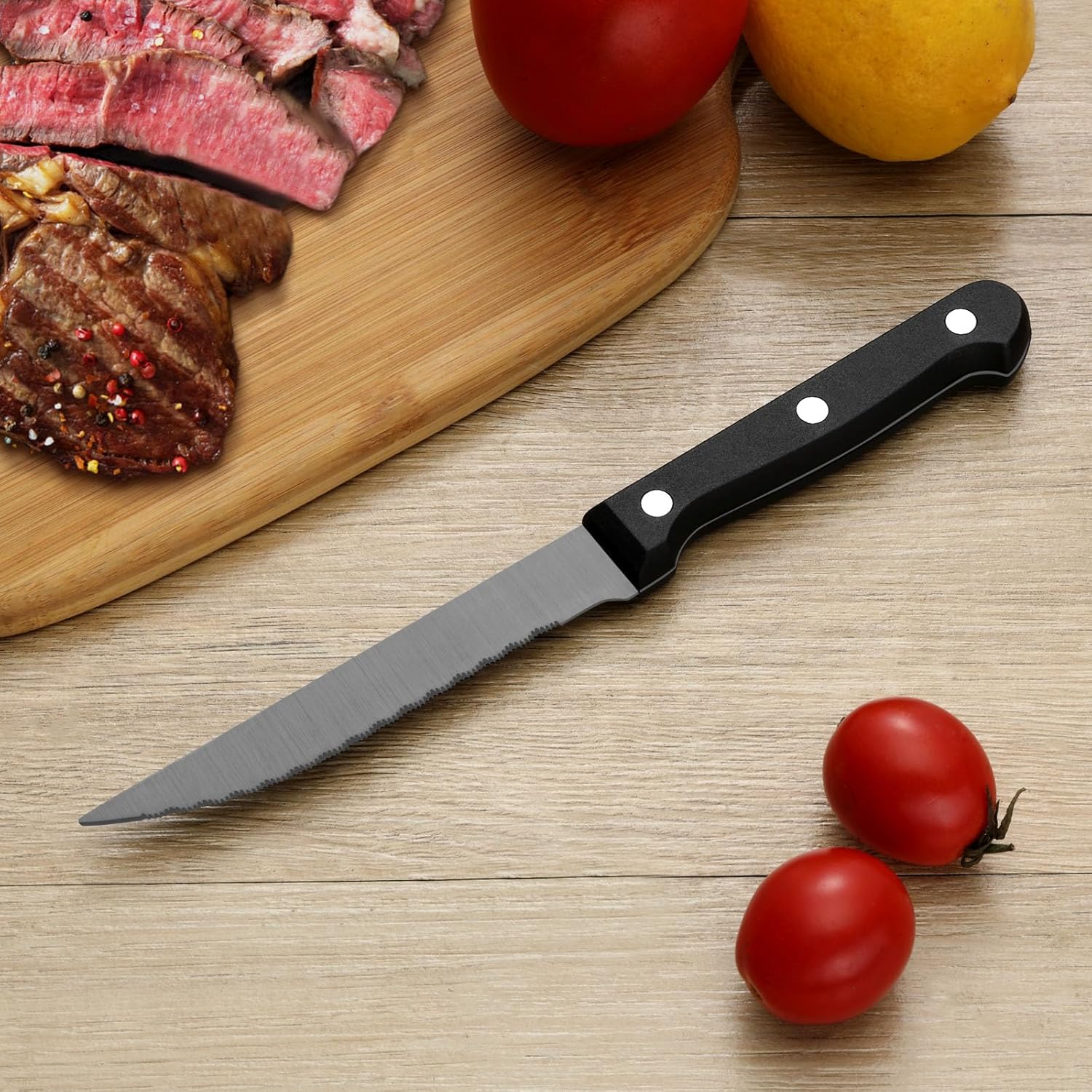 Pleafind - couteaux à steak - 21cm - inox, lame dentelée, lavable