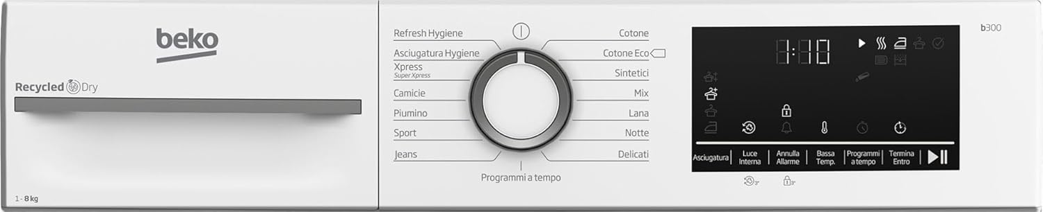 Sèche-linge 8kg, classe A+++, vapeur, touch display, blanc BMT481WI