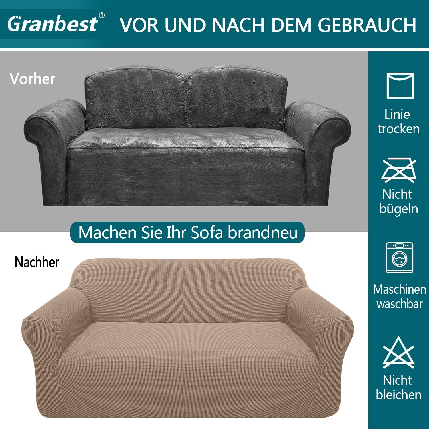 Granbest - housse canapé moderne jacquard 1 place - extensible, protection animaux