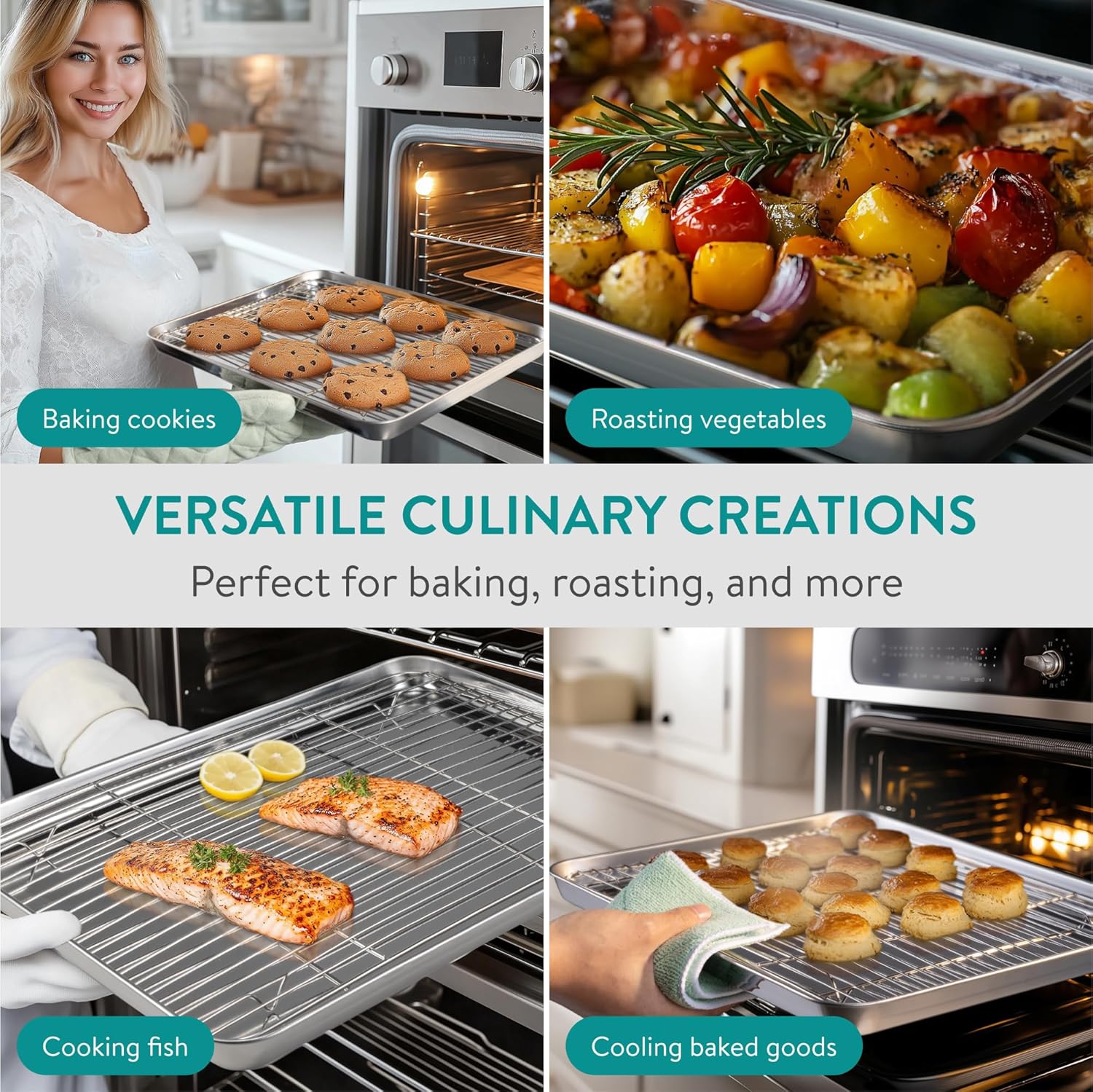 Navaris - bac cuisson inox rectangulaire - 2 tailles - inox avec grille