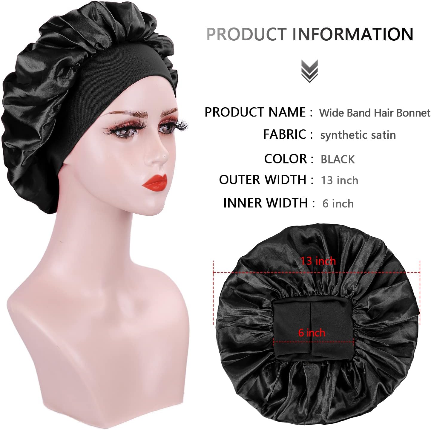 Bonnet cheveux nuit femme - lot de 2 - satin soie, confortable