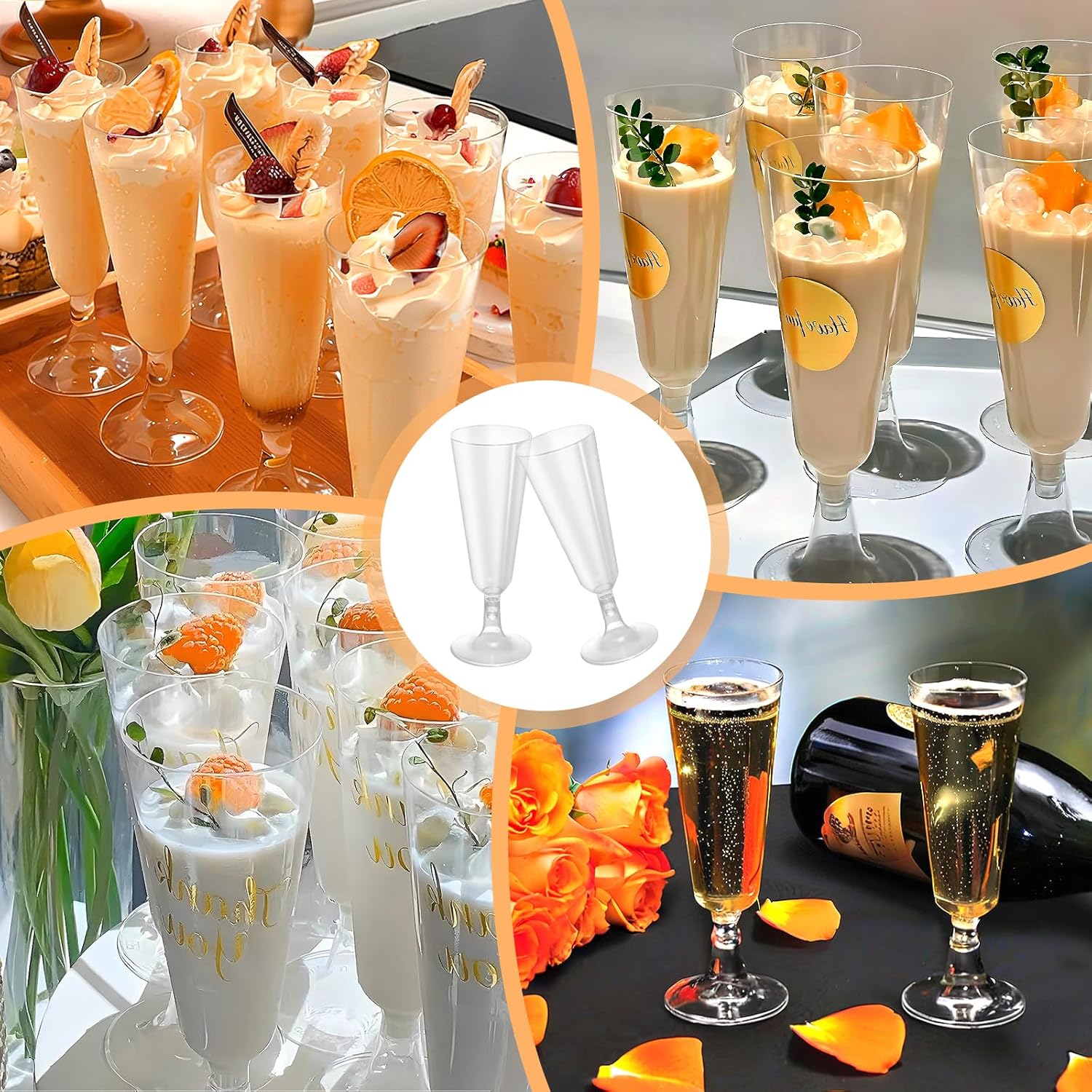 Flûtes à Champagne - 30 pièces - 160ml - Plastique réutilisable, transparent, élégant, pour fête