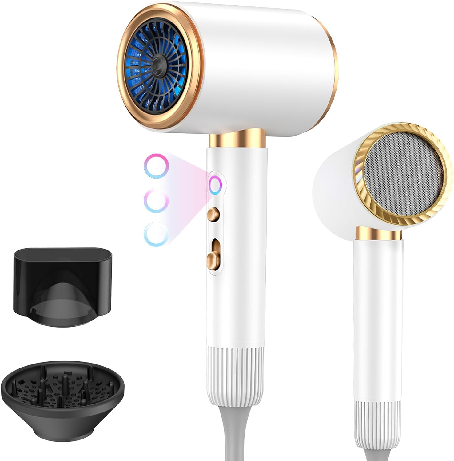 Sèche-cheveux - 2400W, ionique, 3 températures, diffuseur, accessoires