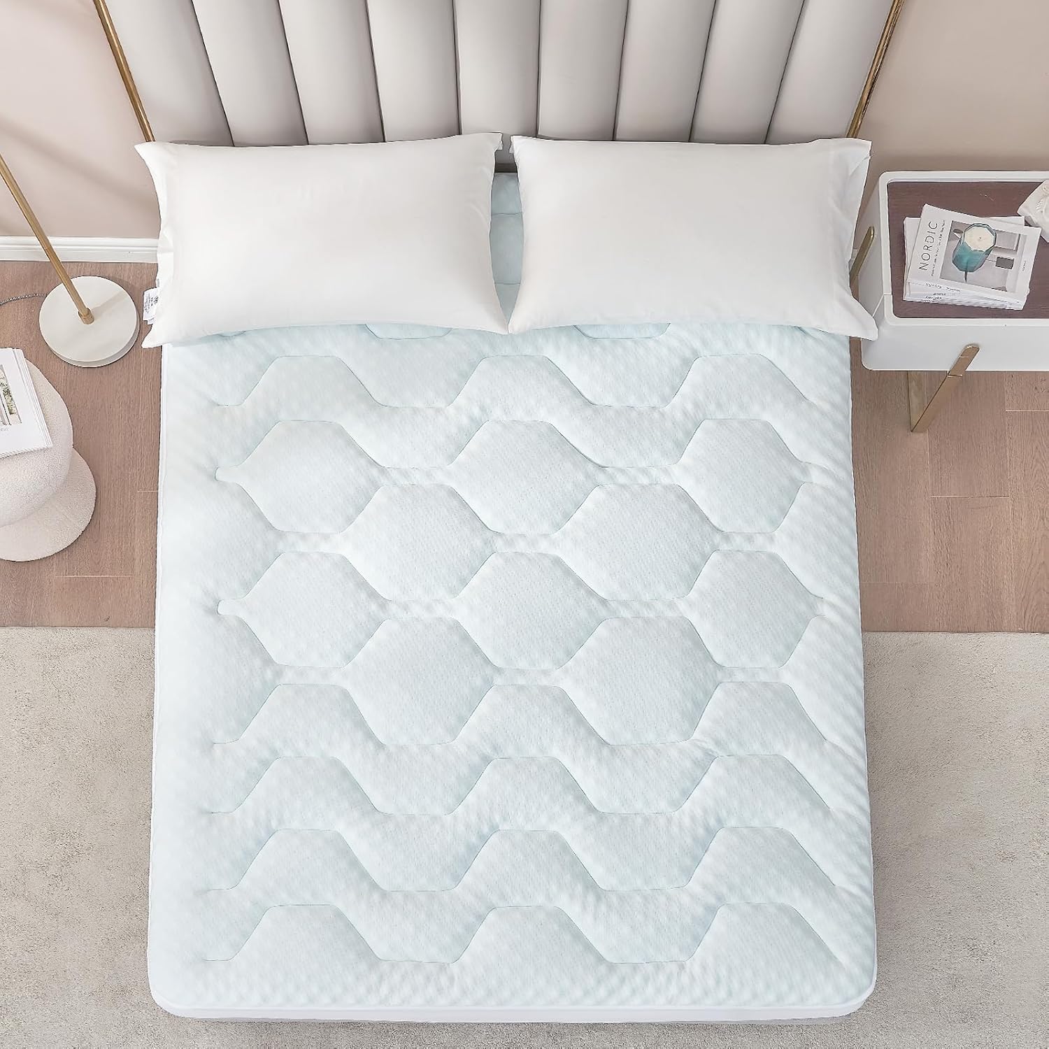 EHEYCIGA - Surmatelas mémoire de forme 140x190, rafraîchissant, poche profonde