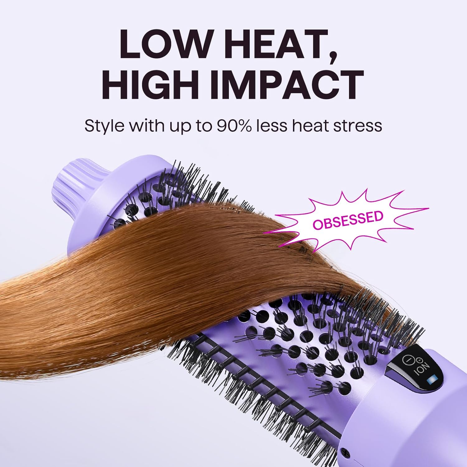 Wavytalk - Blowout Boost - 38mm - Brosse thermique ionique, 5 températures, double tension, violet