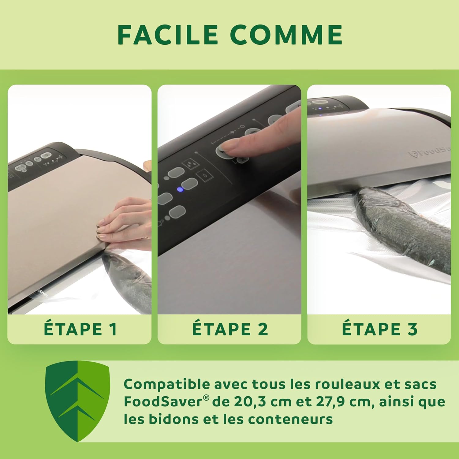 FoodSaver - machine sous vide V2860-I, argent, 3 vitesses, rangement rouleau