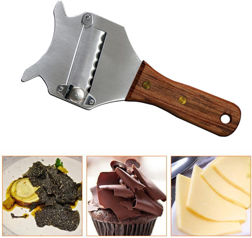 Trancheuse à truffes inox, poignée bois, lame réglable, trou suspendu, Tokaneit