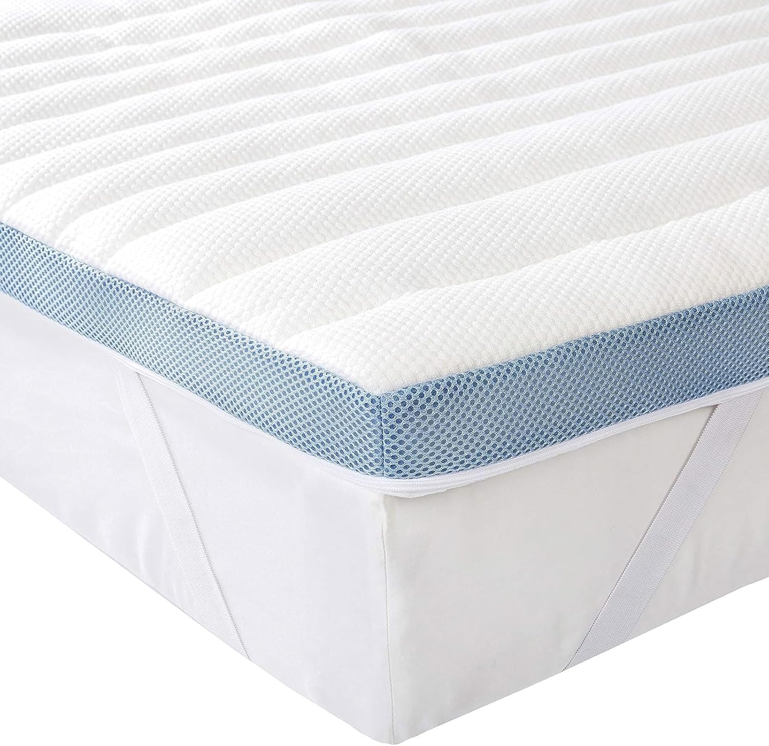 maxxidealz Basics Surmatelas de Mousse à Mémoire de Forme avec Sangles, 80 x 190 x 5 cm, Blanc