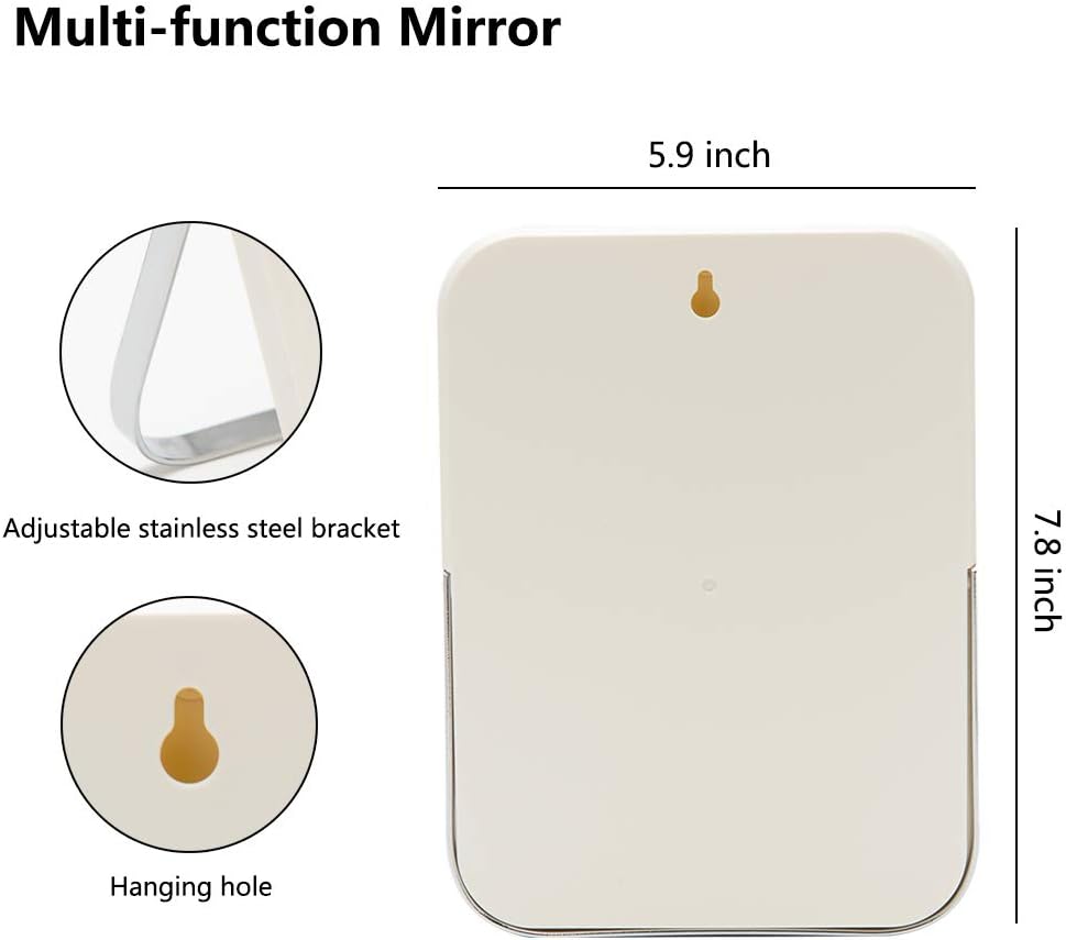 YEAKE - miroir de maquillage pliable 20,3cm, support métal, rotation 90°