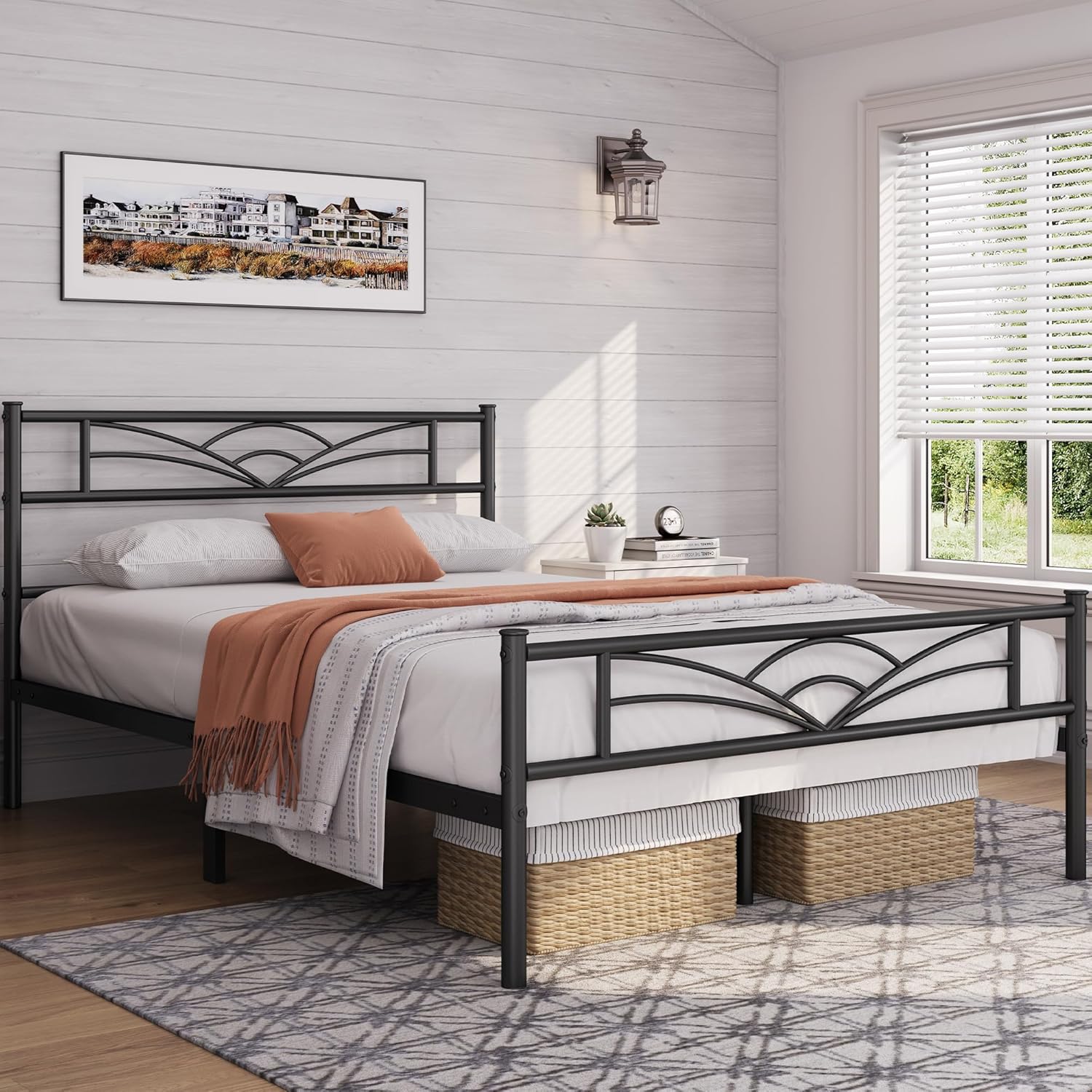 Yaheetech - Lit métal simple - 140x200cm - montage facile, gain de place