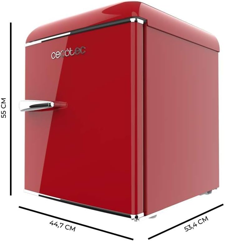 Cecotec - Bolero CoolMarket TT Origin - 55x44,7x45 cm - mini frigo rétro, 45L, classe E, bac à glaçons, poignée chromée