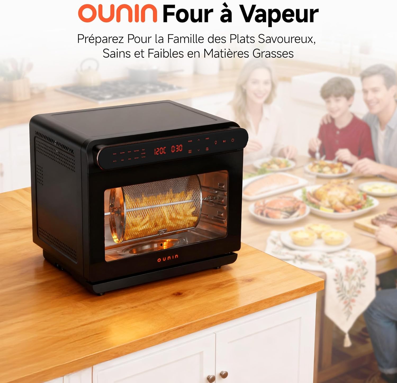 OUNIN - Four Vapeur 24L - inox, LED, 9-en-1, multifonction