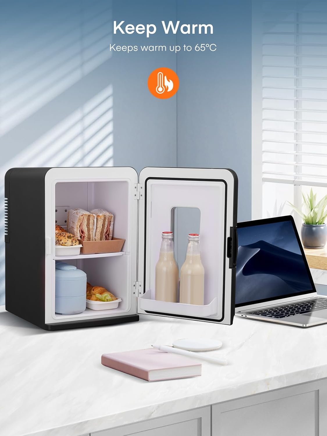 FOHERE - mini frigo portable 15L - chaud/froid, silencieux, 21 canettes