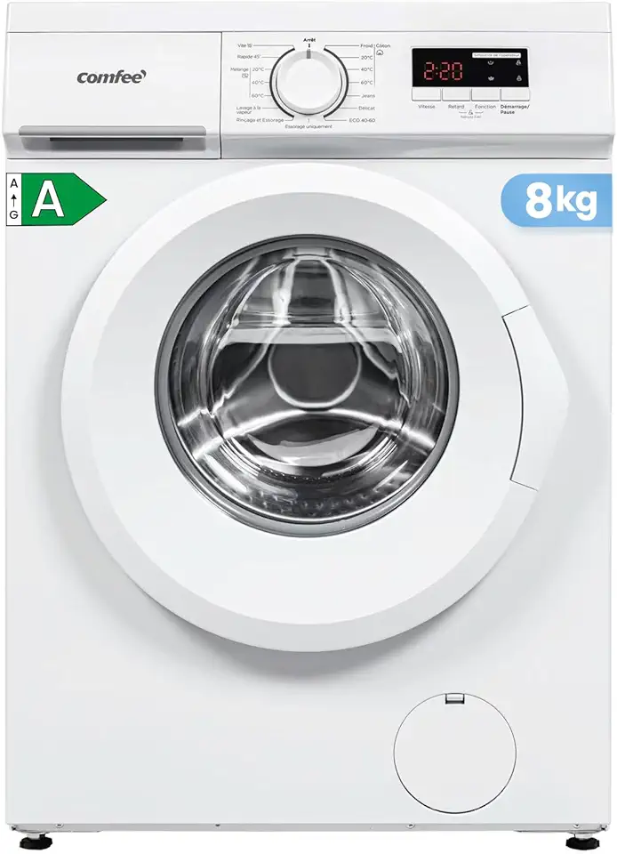 Comfee - lave-linge frontal 8 kg, classe A, 1400 tr/min, 15 programmes, CFE12EW80-W-FR