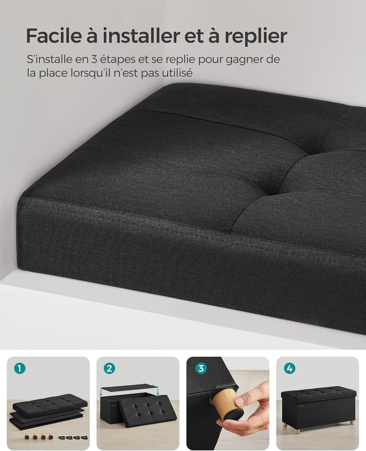 SONGMICS - Tabouret pliable, série LSF016B11 - 38x76x40cm - rangement 300kg