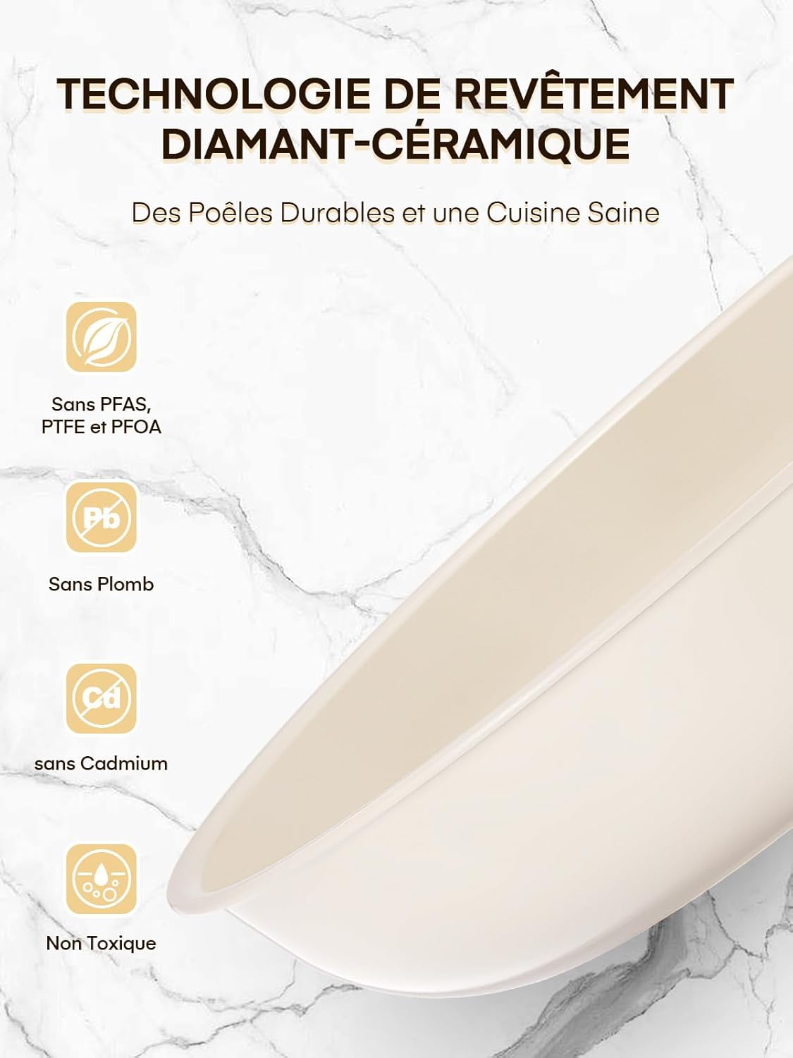 FOHERE - Lot de 3 poêles amovibles - 20/24/28cm - tous feux, four, lave-vaisselle