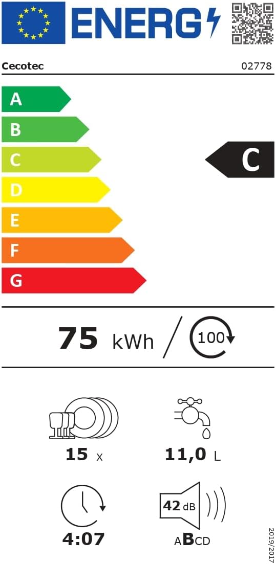 Cecotec - Bolero Aguazero 6500 C - 60cm - 15 couverts, 6 programmes, Inverter