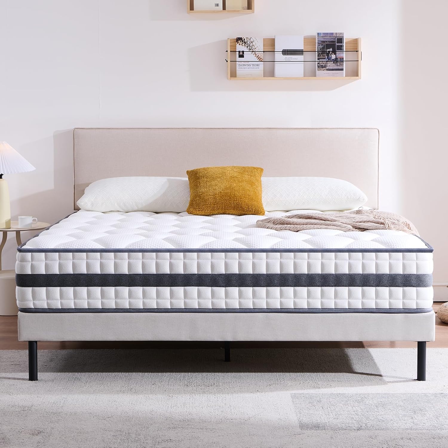 Matelas - Hybride mousse mémoire et ressorts - 140x190x22 cm - doux, durable, respirant