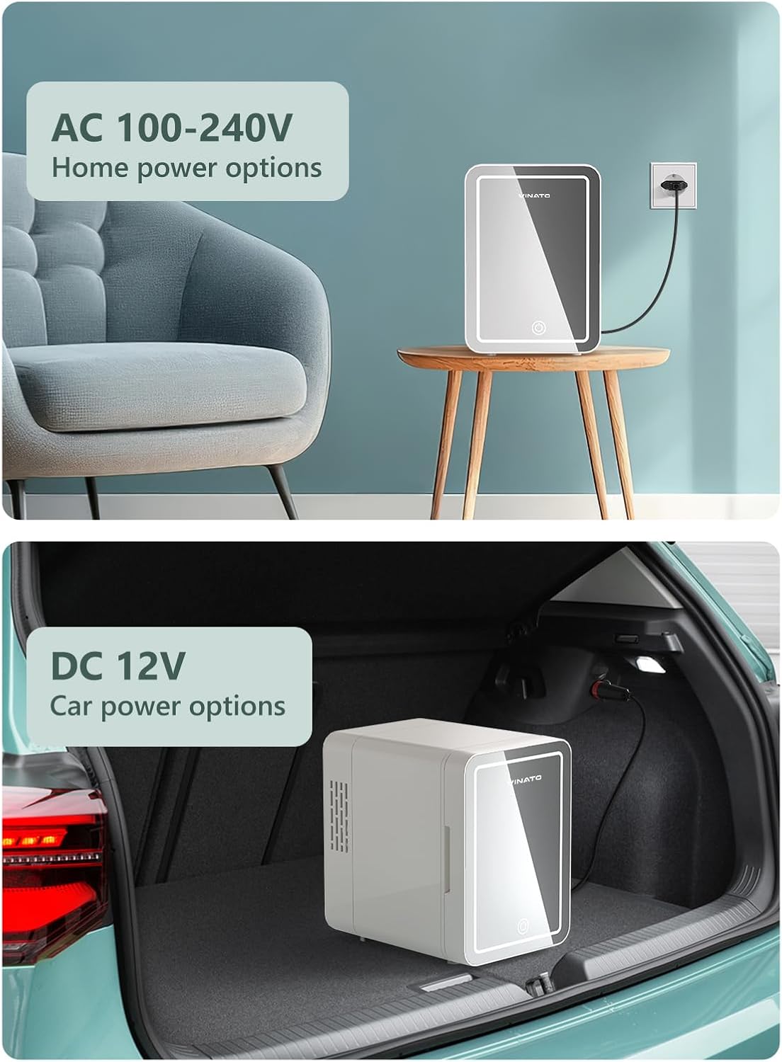 VINATO - Mini Frigo LED 4L - Chauffage/Refroidissement, portable