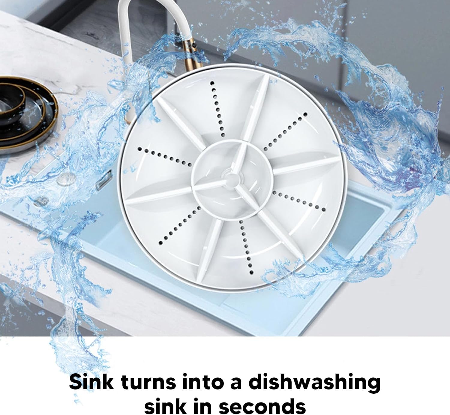 Mini lave-vaisselle portable - compact - USB sans fil, arrêt auto, bleu