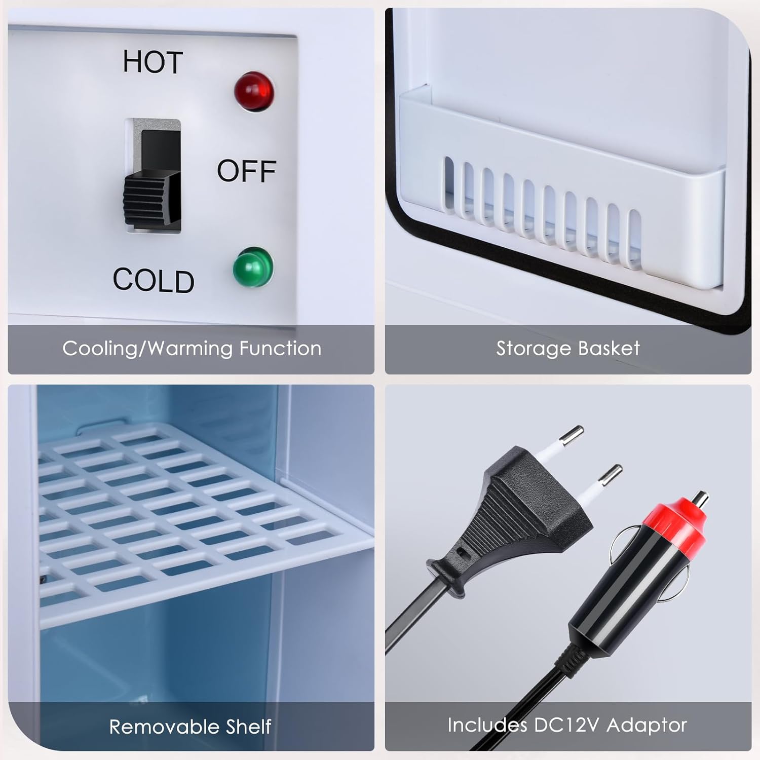 Astarama - Mini Frigo 6L, chaud/froid, silencieux, portable 12V/220V