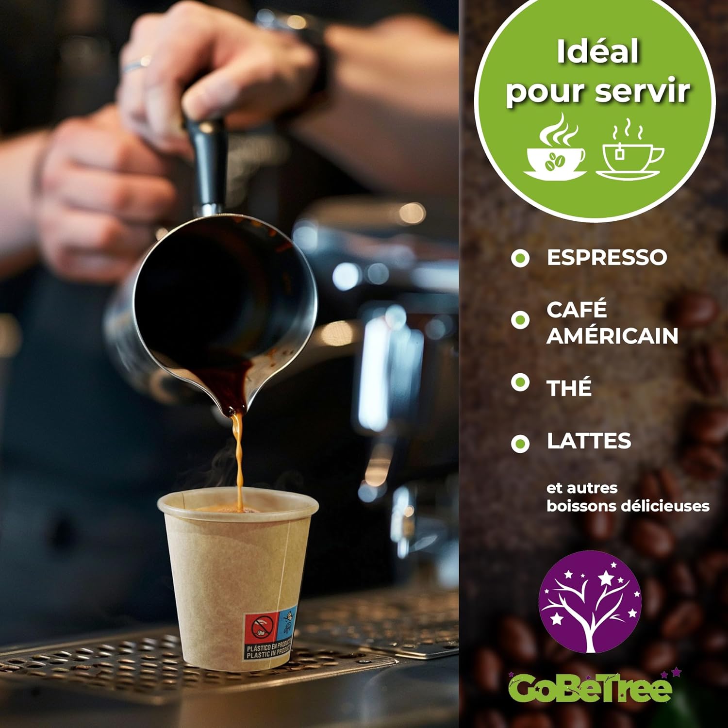 Gobelets en papier - 100 pièces - 120ml - kraft, jetables, chaud/froid