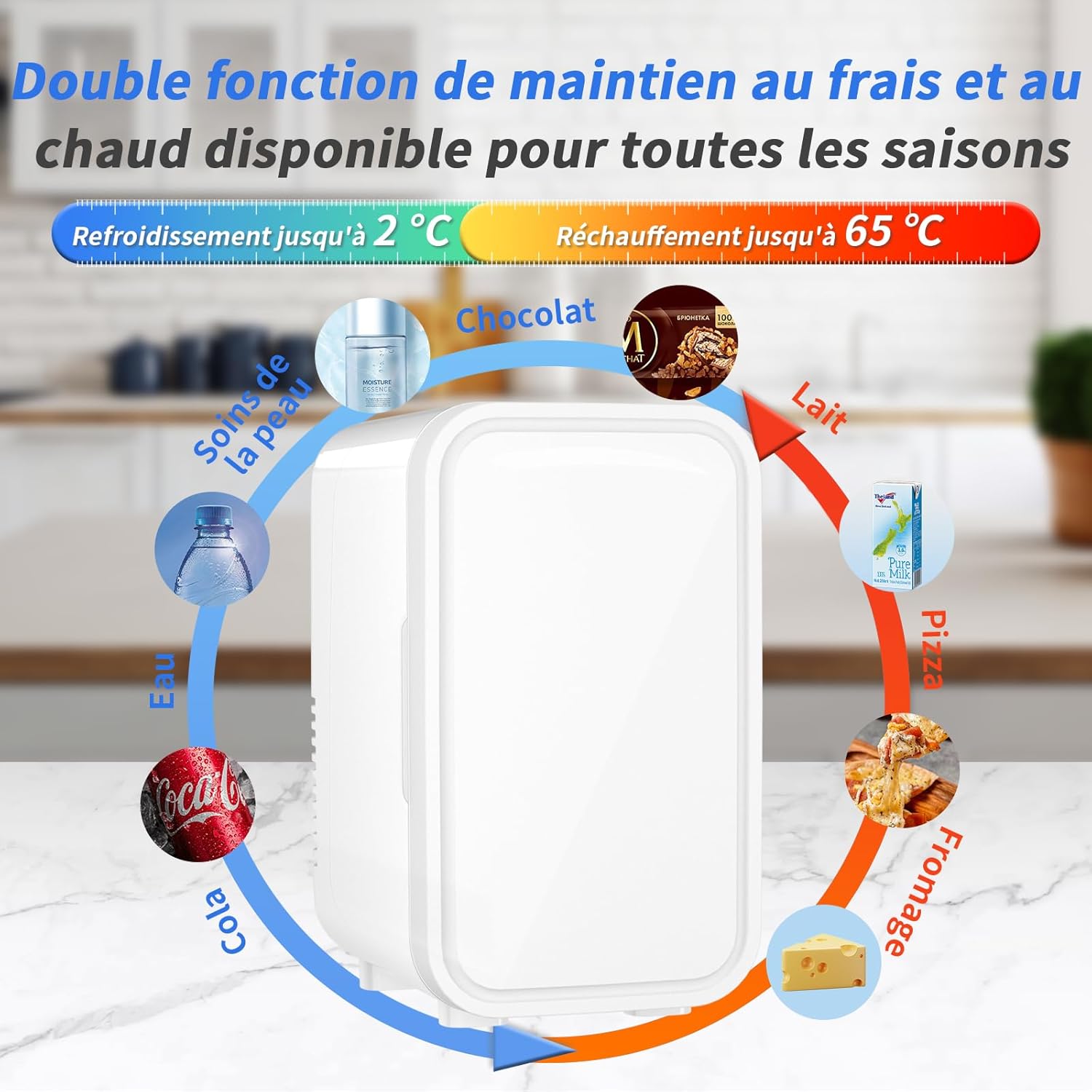 YASHE - Mini réfrigérateur 6L - 8 canettes, portable, AC/DC