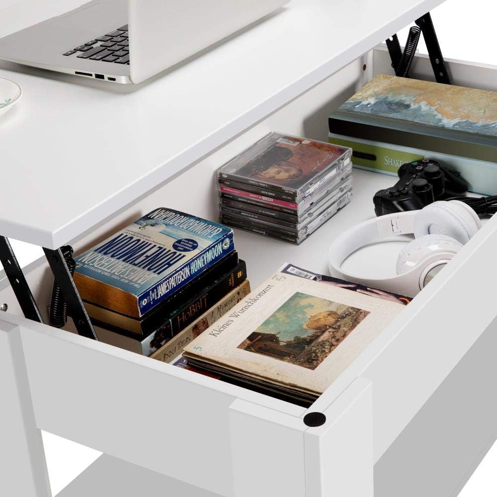 Yaheetech - Table basse avec plateau relevable, rangement, 98x50x42cm